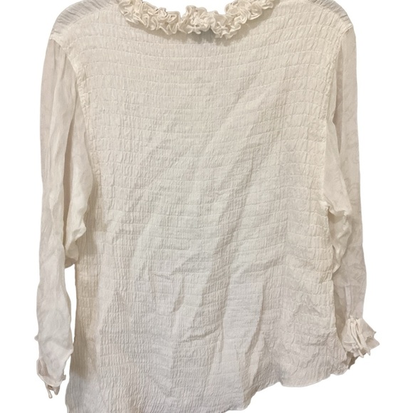 Exotic Brand Womens Silk Top Bottom Set Ruffled Collar Size XS Sheer Gauze Sheer - Picture 4 of 16